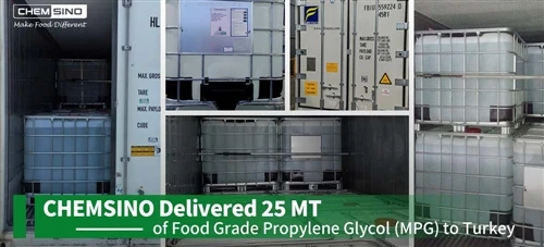 CHEMSINO a livrat 25 MT de propilenglicol de calitate alimentară (MPG) Turciei